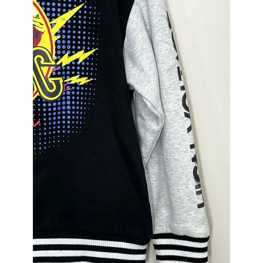 AC/DC High Voltage Graphic Bomber Varsity Jacket Size Small Colorblock Snap Up - Picture 11 of 15